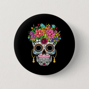 Bóton Redondo 5.08cm Cinco de Mayo Sugar Skull Dia De Los Muertos Day O