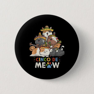 Bóton Redondo 5.08cm Cinco De Meow Mariachi Cat Lover Cinco De Mayo