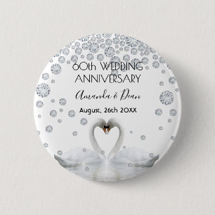 Bóton Redondo 5.08cm cinquentenário do casamento cisnes brancas apaixon