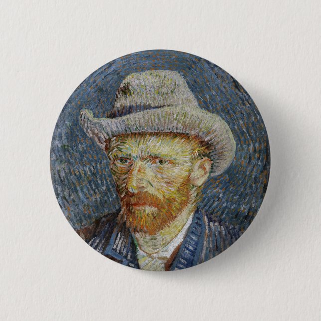 Bóton Redondo 5.08cm Cinza Autoretrato Van Gogh Sentiu Ódio Na Pintura (Frente)