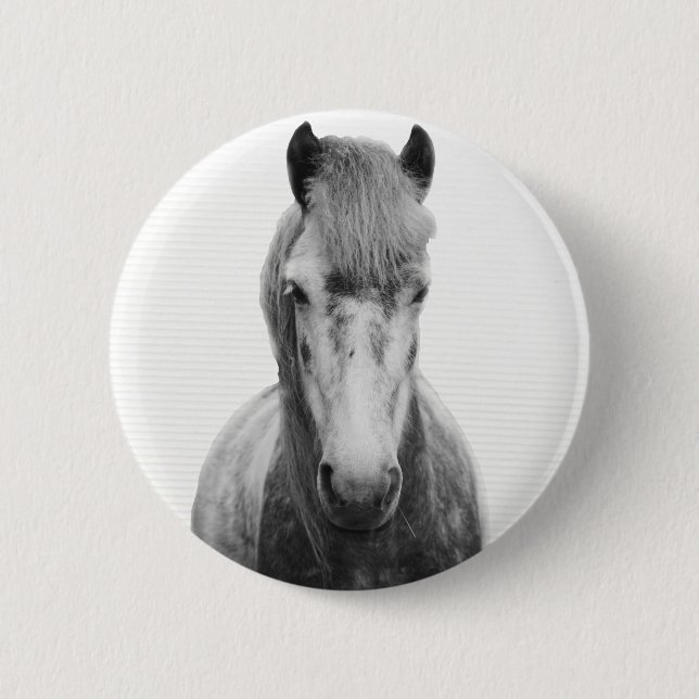 Bóton Redondo 5.08cm Cinza, cavalo, preto e branco (Frente)