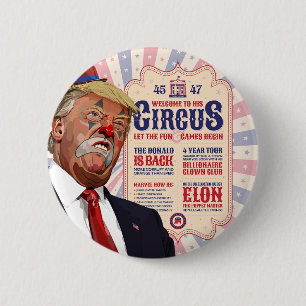 Bóton Redondo 5.08cm Circo do Palhaço de Trump - Design Poster vintage