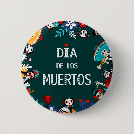 Bóton Redondo 5.08cm Círculo Colorido Verde do los Muertos da Vida