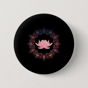 Bóton Redondo 5.08cm Círculo Mandala de Lótus Yoga Espiritual