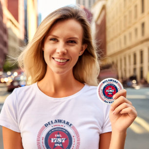 Bóton Redondo 5.08cm Círculo Patriótico de Delaware com Detalhes do Est