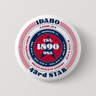Bóton Redondo 5.08cm Círculo Patriótico de Idaho com Detalhes do Estado