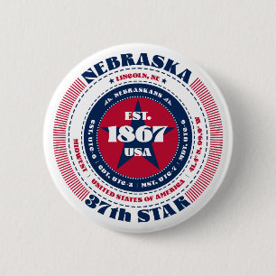 Bóton Redondo 5.08cm Círculo Patriótico de Nebraska com Detalhes do Est