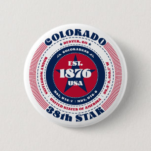 Bóton Redondo 5.08cm Círculo Patriótico do Colorado com Detalhes do Est