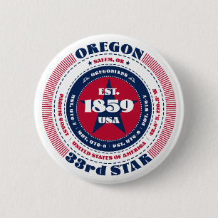 Bóton Redondo 5.08cm Círculo Patriótico do Oregon com Detalhes Estatais