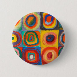 Bóton Redondo 5.08cm Círculos Concentrados Quadrados de Kandinsky