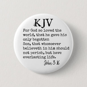 Bóton Redondo 5.08cm Citação de Bíblias do John 3:16 - Pode ser pers