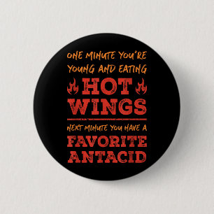 Bóton Redondo 5.08cm Citação Divertida de Comida Hot Wings Bbq Frango B