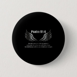 Bóton Redondo 5.08cm Citação do Versículo da Bíblia Cristã Salmo 91 4 D