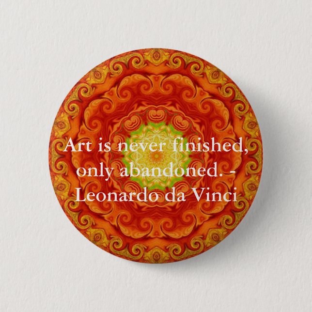 Bóton Redondo 5.08cm Citações da arte de Leonardo da Vinci (Frente)