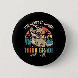 Bóton Redondo 5.08cm Ck De Volta à Escola Menino Dinossauro Estou Pront