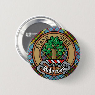 Bóton Redondo 5.08cm Clan Anderson Crest sobre Tartan