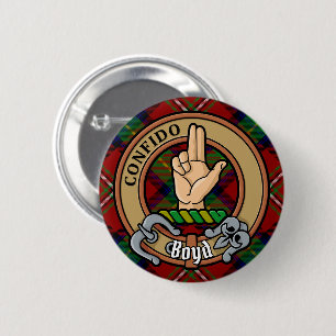 Bóton Redondo 5.08cm Clan Boyd Crest sobre Tartan