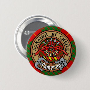 Bóton Redondo 5.08cm Clan Cameron Crest sobre Tartan