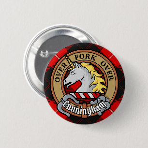 Bóton Redondo 5.08cm Clan Cunningham Crest sobre Tartan