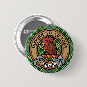 Bóton Redondo 5.08cm Clan Currie Rooster Crest sobre Tartan