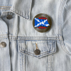 Bóton Redondo 5.08cm Clan Donnachaidh Robertson Tartan Knot & Flag