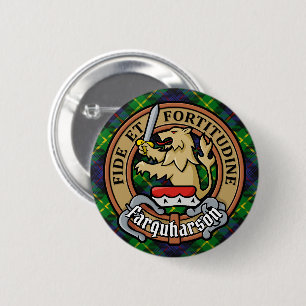 Bóton Redondo 5.08cm Clan Farquharson Crest sobre Tartan