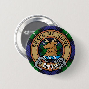 Bóton Redondo 5.08cm Clan Forbes Crest sobre Tartan