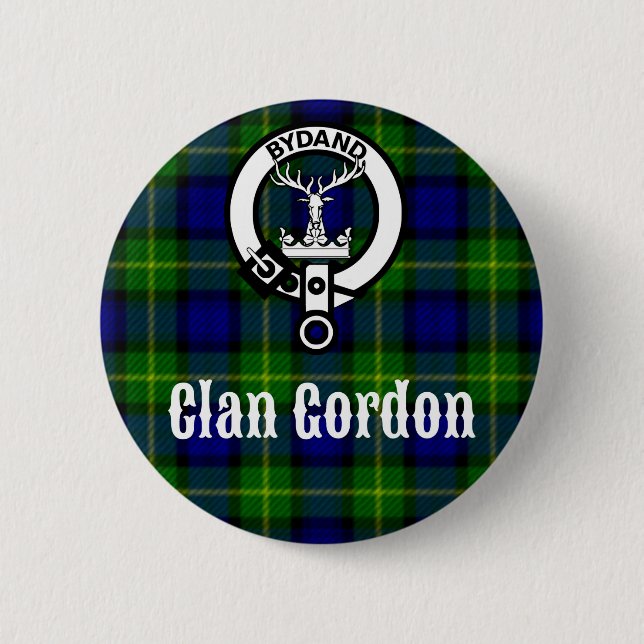 Bóton Redondo 5.08cm Clan Gordon Tartan Crest (Frente)