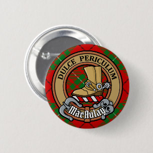 Bóton Redondo 5.08cm Clan MacAulay Crest sobre Tartan