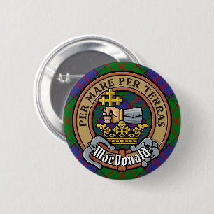 Bóton Redondo 5.08cm Clan MacDonald Crest sobre Tartan