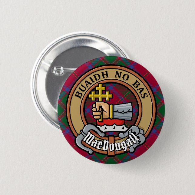 Bóton Redondo 5.08cm Clan MacDougall Crest sobre Tartan (Frente & Verso)