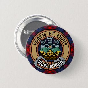 Bóton Redondo 5.08cm Clan MacLachlan Crest sobre Tartan