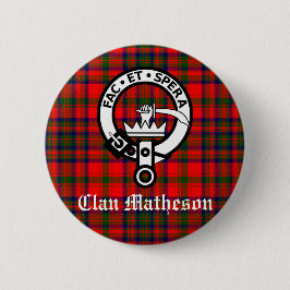 Bóton Redondo 5.08cm Clan Matheson Crest Crachá e Tartan