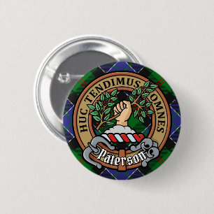 Bóton Redondo 5.08cm Clan Paterson Crest sobre Tartan