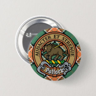 Bóton Redondo 5.08cm Clan Pollock Crest sobre Tartan