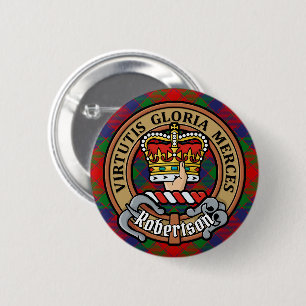 Bóton Redondo 5.08cm Clan Robertson Crest sobre Tartan