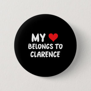 Bóton Redondo 5.08cm Clarence - Meu Coração Pertence a Clarence - Amor 
