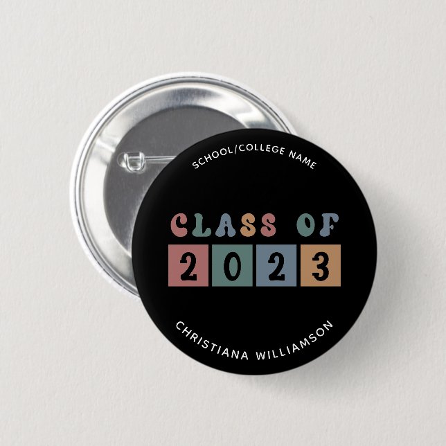 Bóton Redondo 5.08cm Classe Retroativa Personalizada de Graduação 2023 (Frente & Verso)