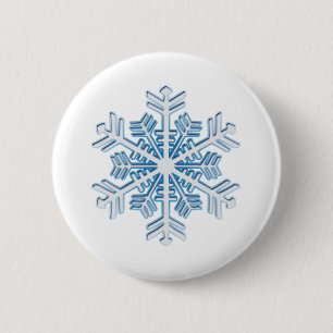 Bóton Redondo 5.08cm Clássico Floco de Neve de Natal Azul Gélido de Inv