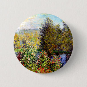 Bóton Redondo 5.08cm Claude Monet Um Canto do Jardim em Montgeron