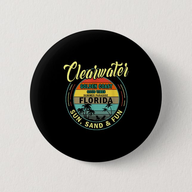 Bóton Redondo 5.08cm Clearwater Beach - Florida - Summer Clearwater Bea (Frente)