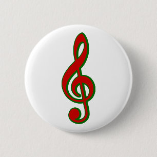 Bóton Redondo 5.08cm Clef de triplo vermelho do Natal