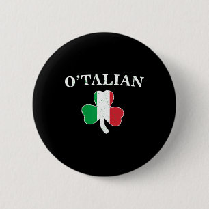 Bóton Redondo 5.08cm Clic O'talian Trevo e Bandeira da Itália Irlandês 