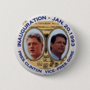 Bóton Redondo 5.08cm Clinton-Gore 'jugate de 93 inaugurações - botão