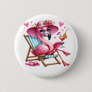 Bóton Redondo 5.08cm Clipart Flamingo