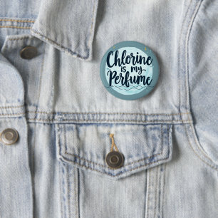 Bóton Redondo 5.08cm Cloro É Meu Perfume Citação Divertida de Natação