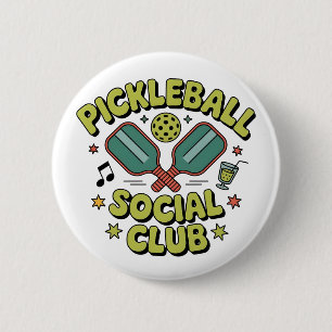 Bóton Redondo 5.08cm Clube Social de Pickleball Design Retro para jogad