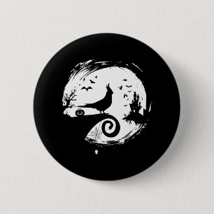 Bóton Redondo 5.08cm Cockatiel Halloween Costume Moon Silhouette Creepy