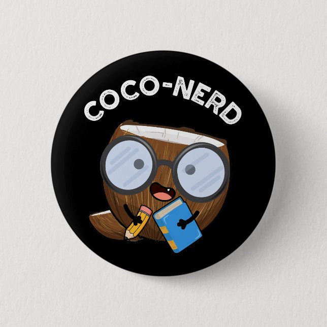 Bóton Redondo 5.08cm Coco de Fruta Engraçado com nerd de Coco Arroz Esc (Frente)