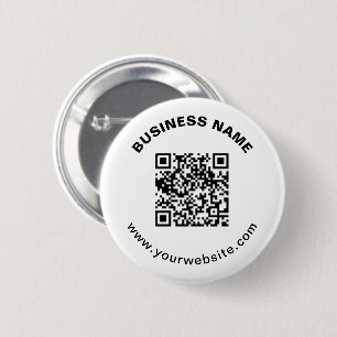 Bóton Redondo 5.08cm Código QR com Nome da Empresa Texto Circular em Ne